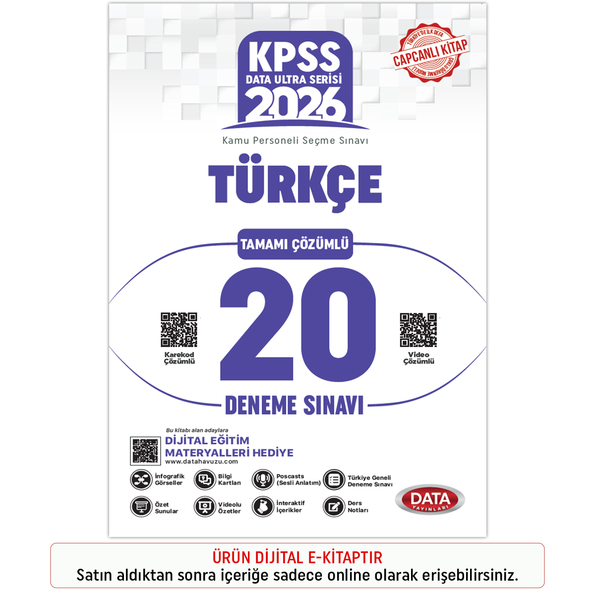 İnteraktif Kitap 2026 KPSS Ultra Serisi Türkçe Tamamı Çözümlü 20 Deneme Sınavı