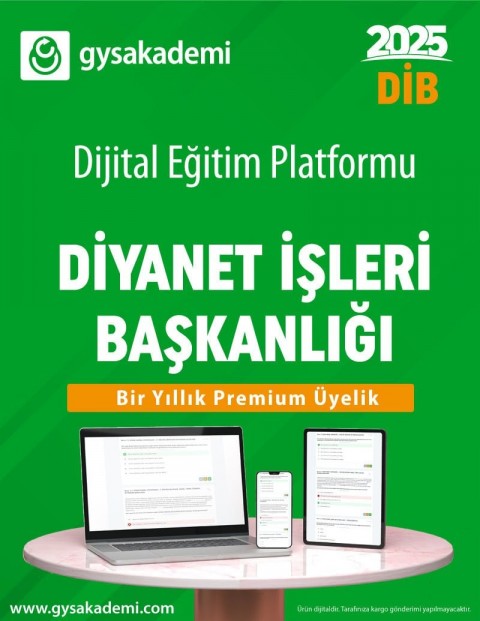 Diyanet İşleri Başkanlığı Kurum İçi Sınavlar Dijital Eğitim Platformu (www.gysakademi.com 1 Yıllık Premium)
