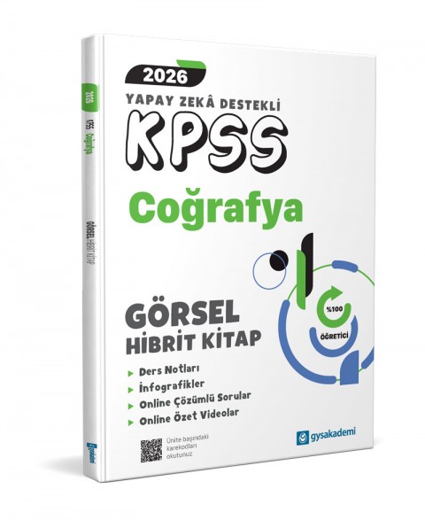 gysakademi 2026 KPSS Yapay Zeka Destekli Coğrafya Görsel Hibrit Kitap