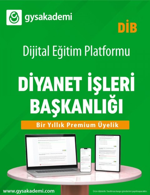 Diyanet İşleri Başkanlığı Kurum İçi Sınavlar Dijital Eğitim Platformu (www.gysakademi.com 1 Yıllık Premium)