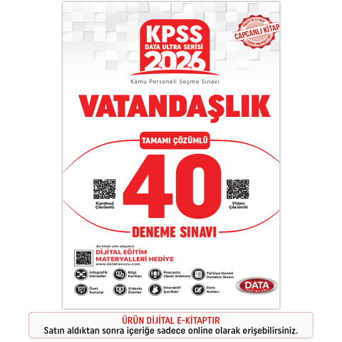 İnteraktif Kitap 2026 KPSS Ultra Serisi Vatandaşlık Tamamı Çözümlü 40 Deneme Sınavı