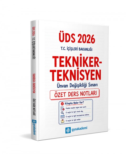 T.C. İçişleri Bakanlığı Tekniker - Teknisyen ÜDS Özet Ders Notları